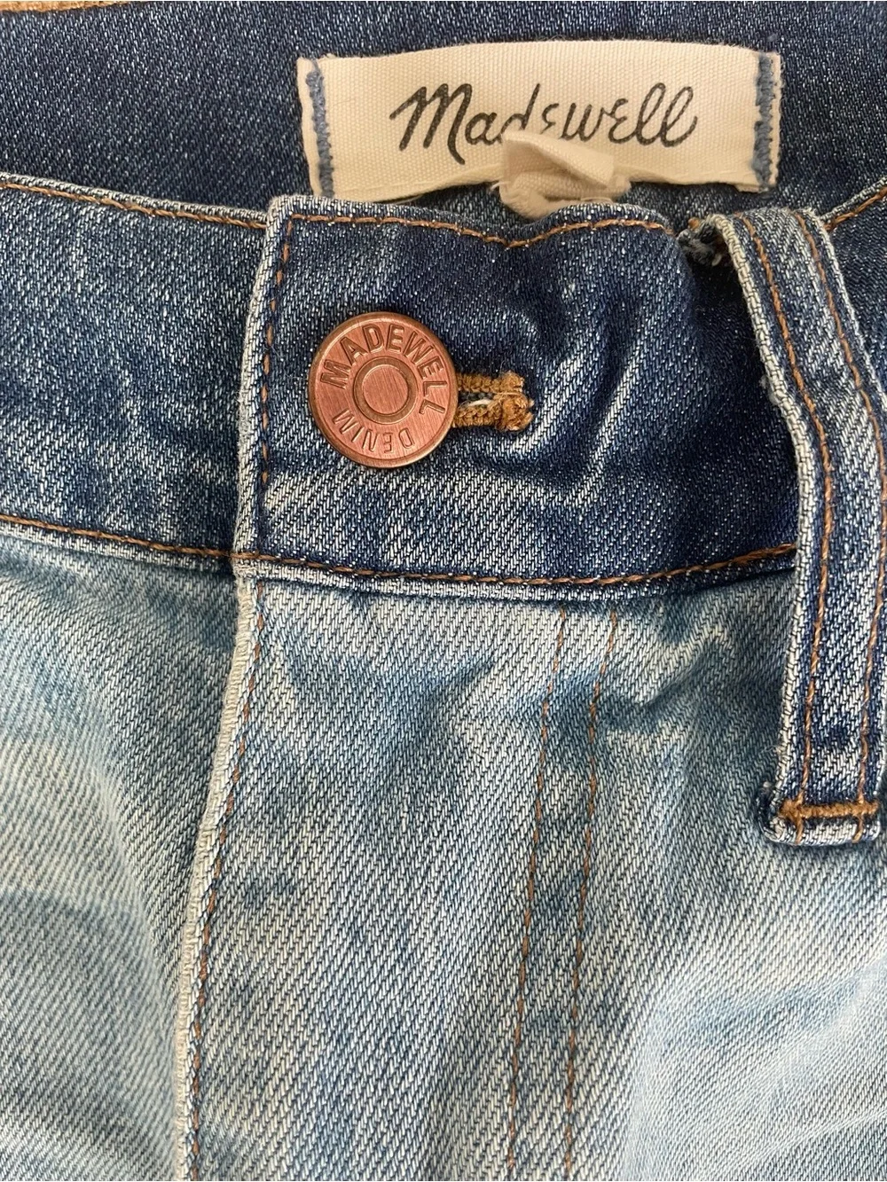 Madewell Two-Tone Blue Denim Mini Skirt